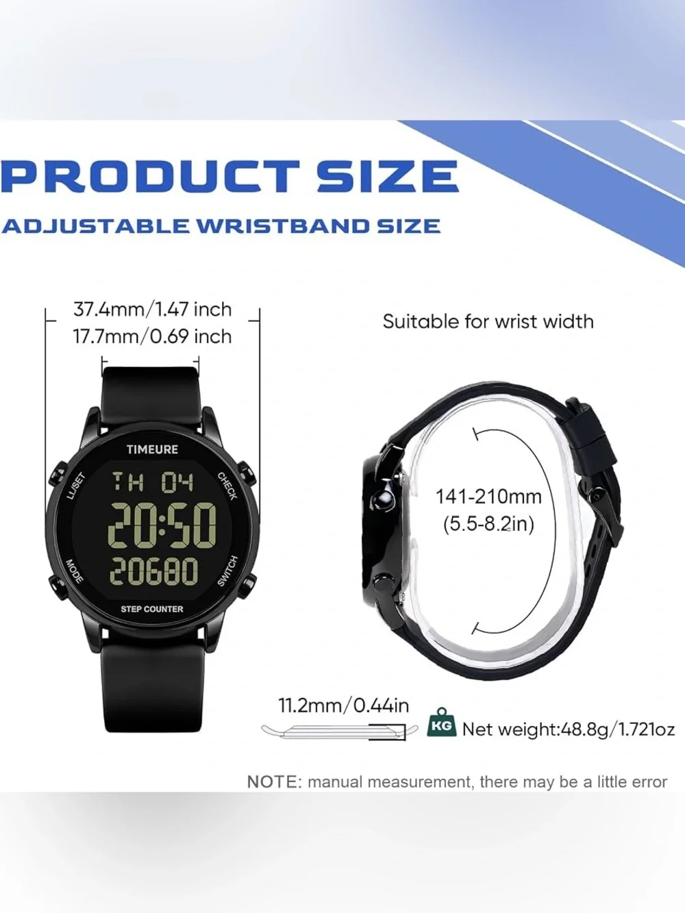 NIOB The TIMEURE Pedometer Watch (Model TU-2509) shown